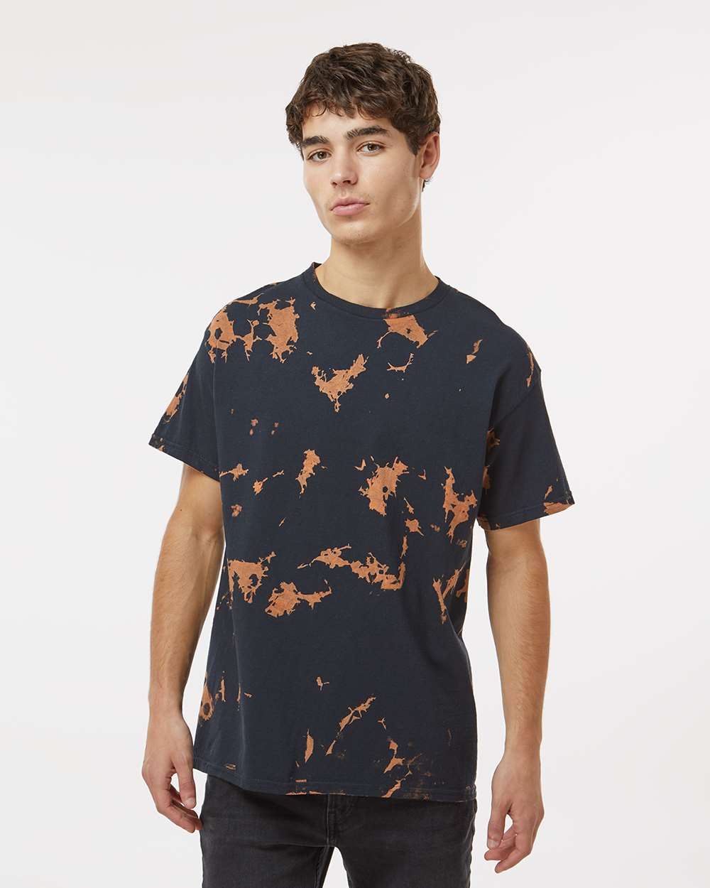 Unisex Bleach Out Dyed T-Shirt - 1385 - Black