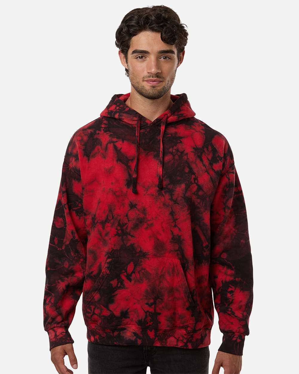 Colortone 8790 Unisex Crystal Wash Hooded Sweatshirt - Crystal Red/ Black