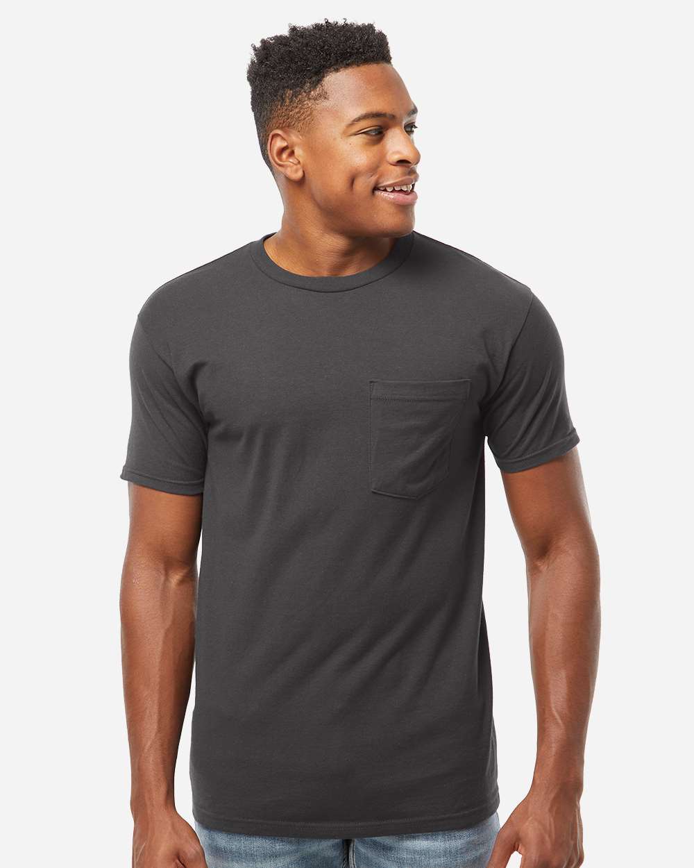 Tultex 293 Unisex Heavyweight Jersey Pocket T-Shirt - Charcoal