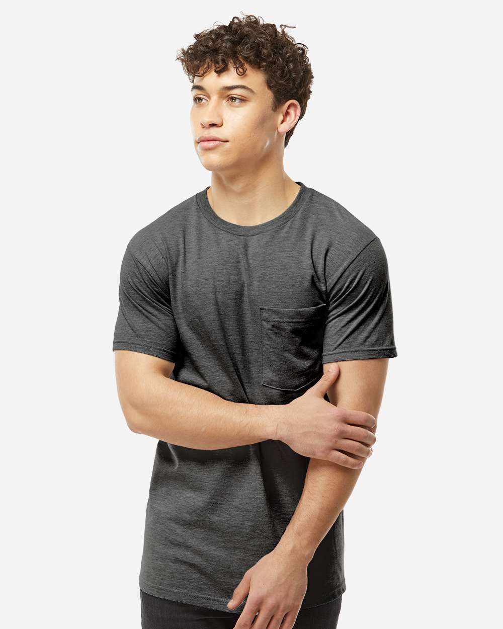 Tultex 293 Unisex Heavyweight Jersey Pocket T-Shirt - Heather Charcoal