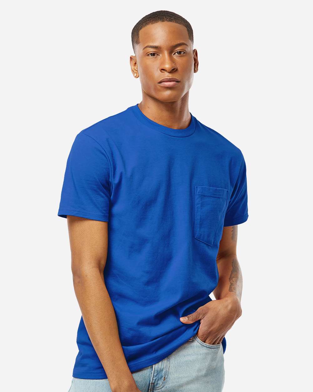 Tultex 293 Unisex Heavyweight Jersey Pocket T-Shirt - Royal