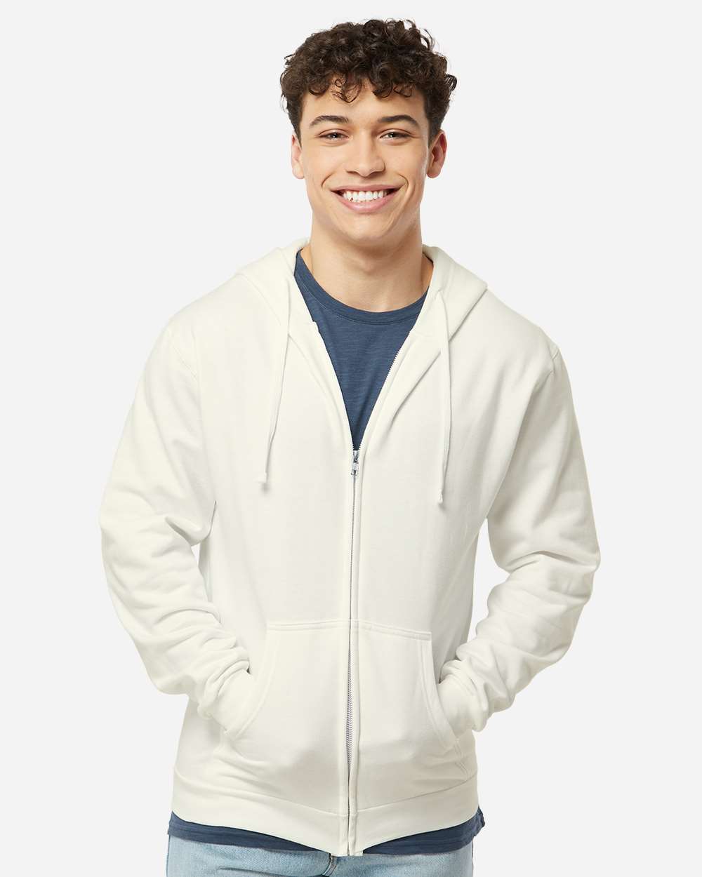 Tultex 331 Unisex Full-Zip Hooded Sweatshirt - Natural
