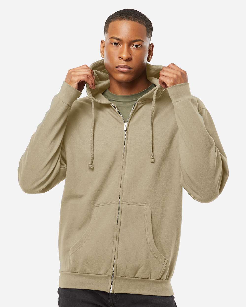 Tultex 331 Unisex Full-Zip Hooded Sweatshirt - Sand