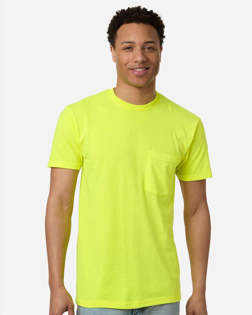 Tultex 293 Unisex Heavyweight Jersey Pocket T-Shirt - Safety Green