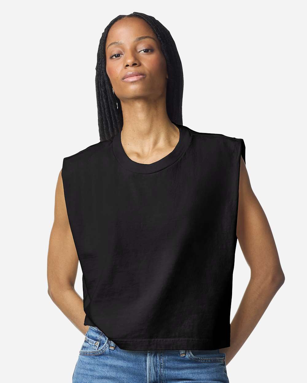 American Apparel 307GD Women's Heavyweight Cotton Garment-Dyed Muscle Tee - True Black