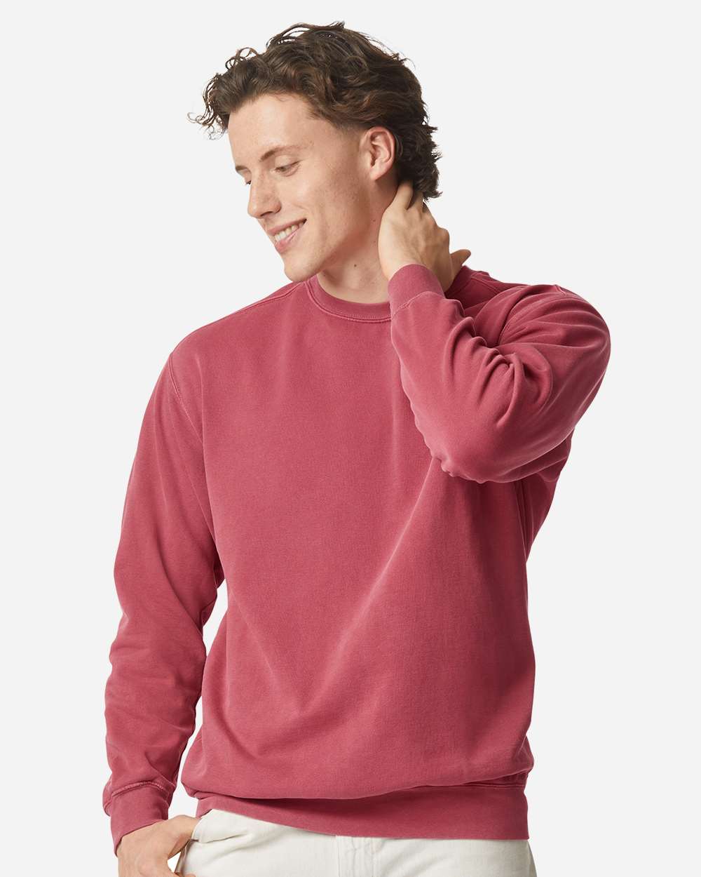 Comfort Colors 1566 Unisex Garment-Dyed Crewneck Sweatshirt - Crimson