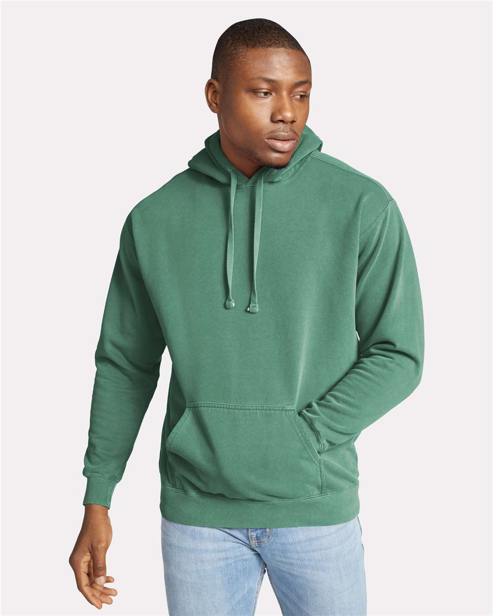 Comfort Colors 1567 Unisex Garment-Dyed Hooded Sweatshirt - Light Green